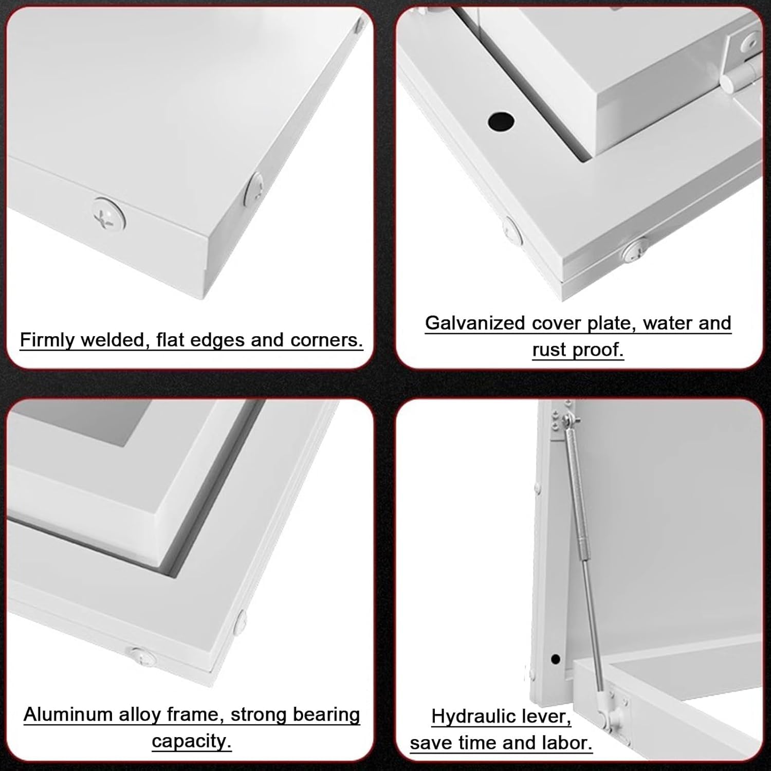Puerta de acceso personalizada para techo/ático/espacio de arrastre, cubierta de escotilla de apertura ancha de 90° para salida de emergencia, tapa de salida de sótano duradera (640 x 760 mm/25 x 30)