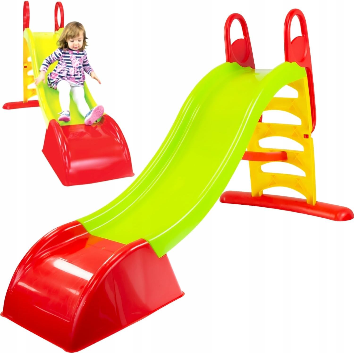 Mochtoys Kinder Rutsche mit Wasseranschluss 180 cm Rutschlänge - Wasserrutsche für Innen und Außen für Kinder ab 2 Jahren Farbe: Grün/Rot