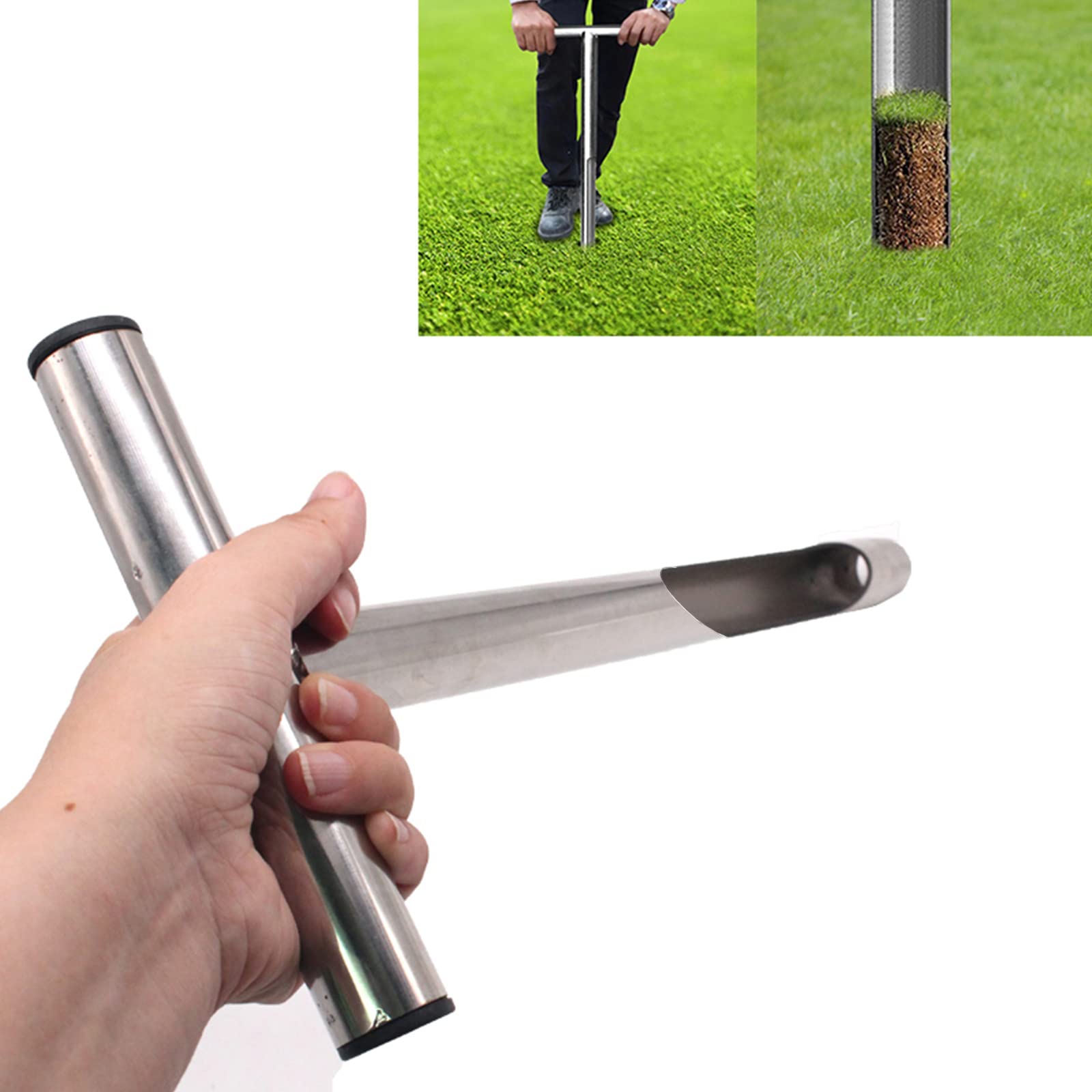 Sonda de jardín para toma de muestras de suelo con mango en T, herramienta de detección de accesorios a prueba de óxido, sonda de muestra de suelo para casa