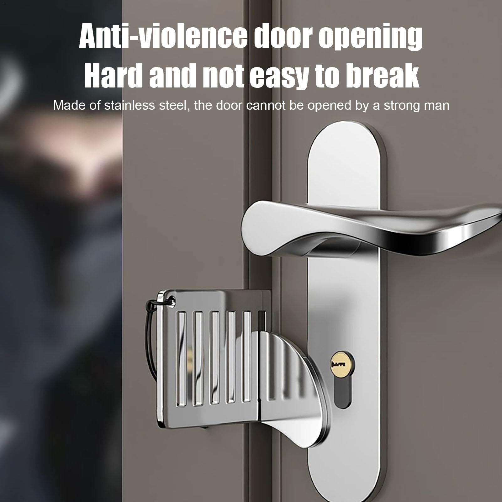 Serratura Portatile Per Porte | Sicurezza Da Viaggio | In Acciaio Inox | Senza Installazione | Per Hotel E Casa - Foto 6