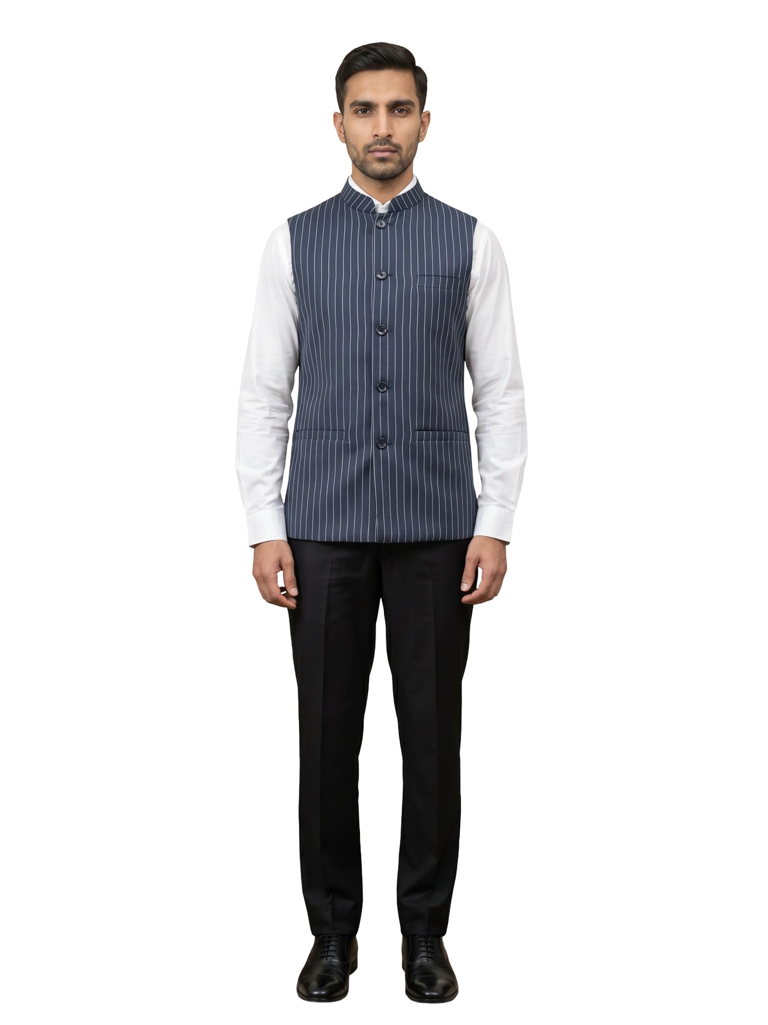 jompers Men's Striped Cotton Blend Nehru Jacket (Grey, S)-picture-31