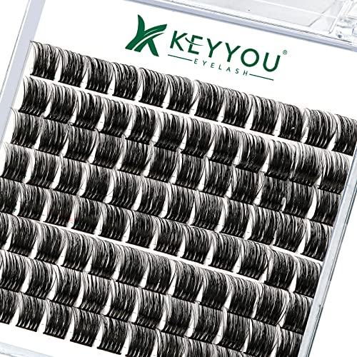Image of Lash Clusters 96pcs Individual Lashes Y12 D Curl 12mm Cluster Lashes KEYYOU Volume Wispy Lash Extension Soft&Comfortable Easy DIY at Home(Y12 D-12mm)