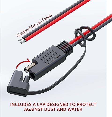 Miniatura 5 de MADCATZ Cable de extensión de conector SAE de 2 pines de 1 pie a 16 AWG, conector rápido SAE para automoción, panel solar, batería, enchufe SAE (5