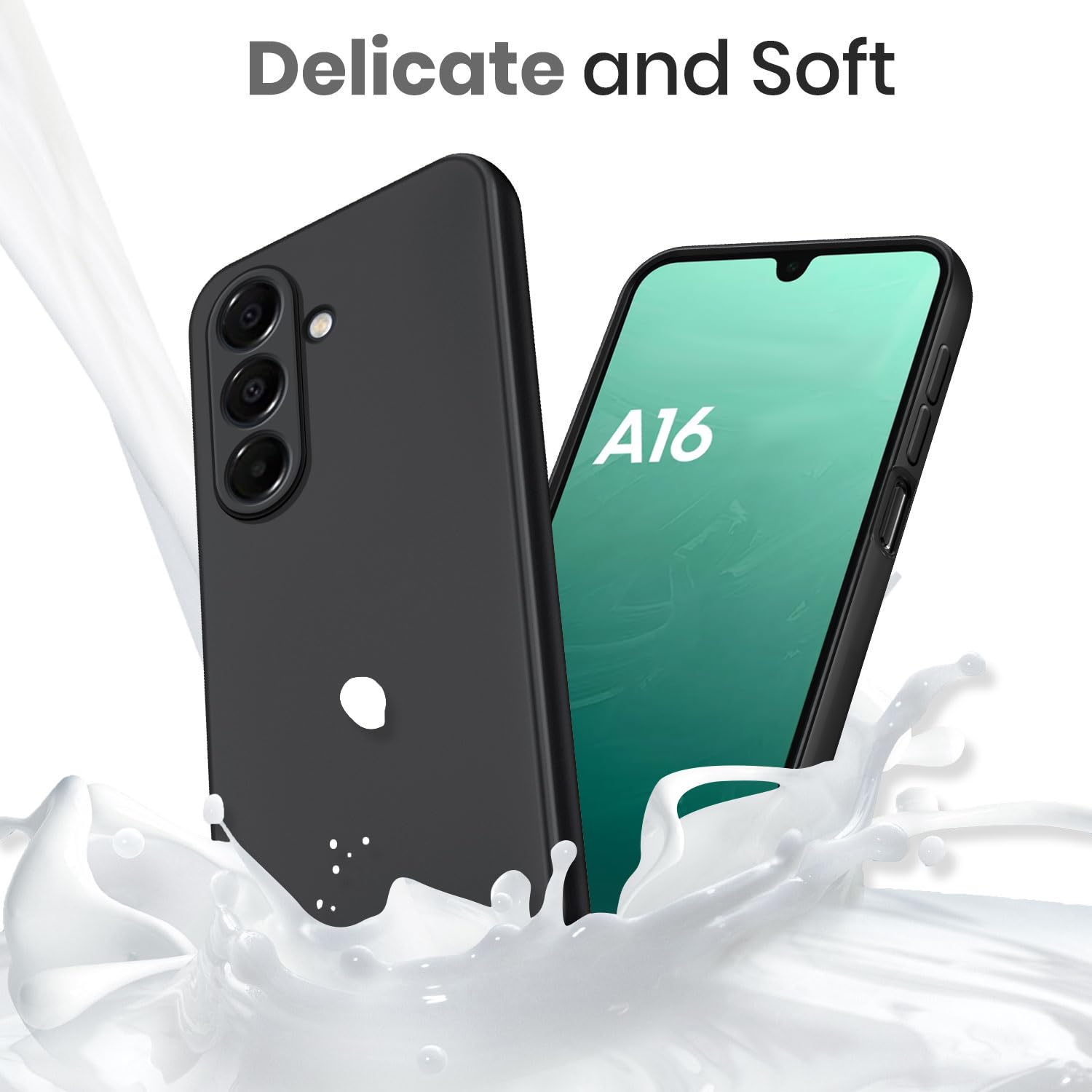 New&Teck Cover per Samsung Galaxy A16 4G/5G + 2 vetro temperato protezione schermo, custodia in silicone TPU morbido, antiurto con angoli rinforzati, protezione chiara. (Nero)