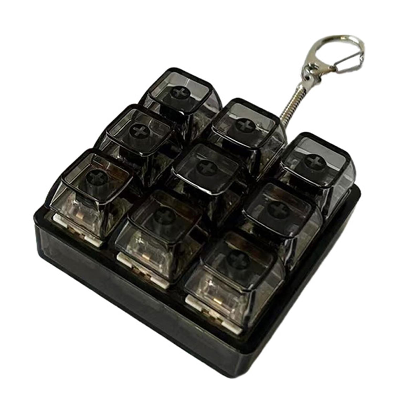 matumou Mechanical Keyboard Keychain Pendant Stress Relief Toy with Tactile Click Sound Transparent Light Buttons Portable Keychain