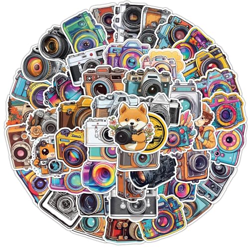 50 pegatinas cámara antigua para botellas de agua, pegatinas de