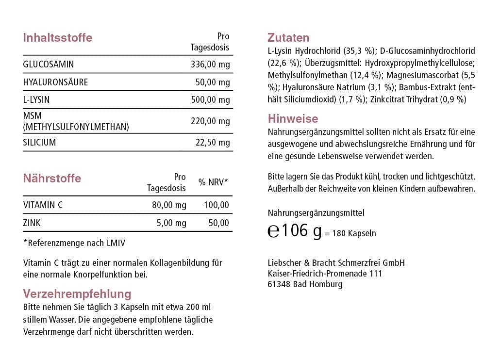 Liebscher & Bracht Premium Nahrungsergänzungsmittel: Arthro Forte+ / 180 Kapseln für 2 Monate - für Gelenke, Wirbelsäule und Faszien, vegan, lactose- & glutenfrei