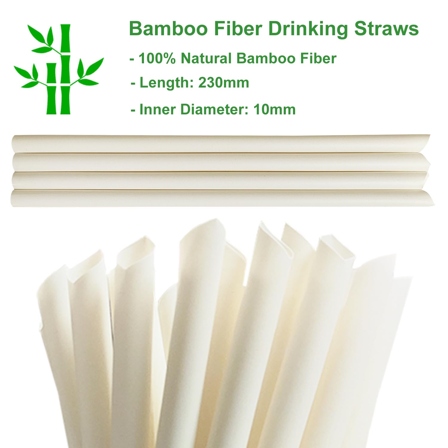 180 Pezzi Larghe Boba Cannucce in Bambù 230 x 10 mm, Wide Mouth Bambù Jumbo Smoothie Cannucce in Fibra - Ideali per Bevande, Cocktail, Eventi e Feste - 100% Ecologiche & Biodegradabili