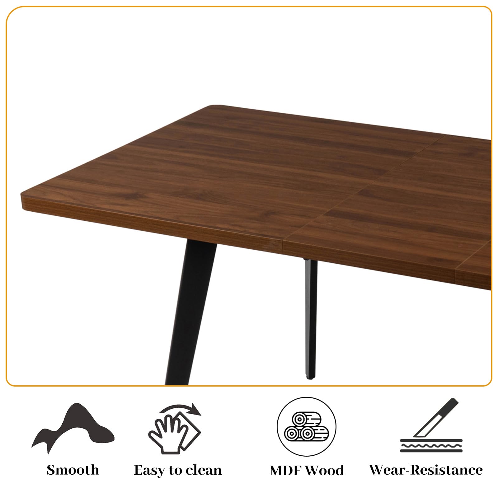 JIEXI Ausziehbares Esstischset mit 6 Stühlen, platzsparender Tisch aus MDF-Holz und stabilem Metallgestell, perfekt für Esszimmer, Küchen und Wohnungen – Tisch aus Eiche + Stühle aus grauem Samt