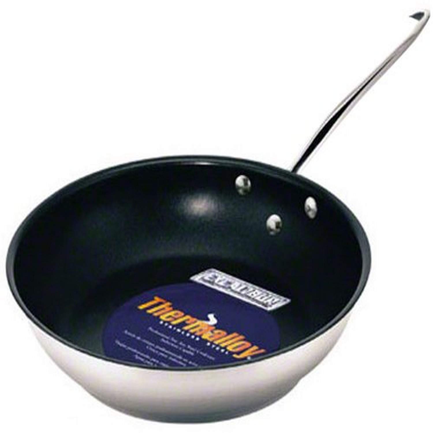 Browne 8" Induction Ready Stainless Steel Frying Pan by Browne Foodservice – 8 inches, 2.2 pounds, Stainless Steel, Silver, Model 5724096
