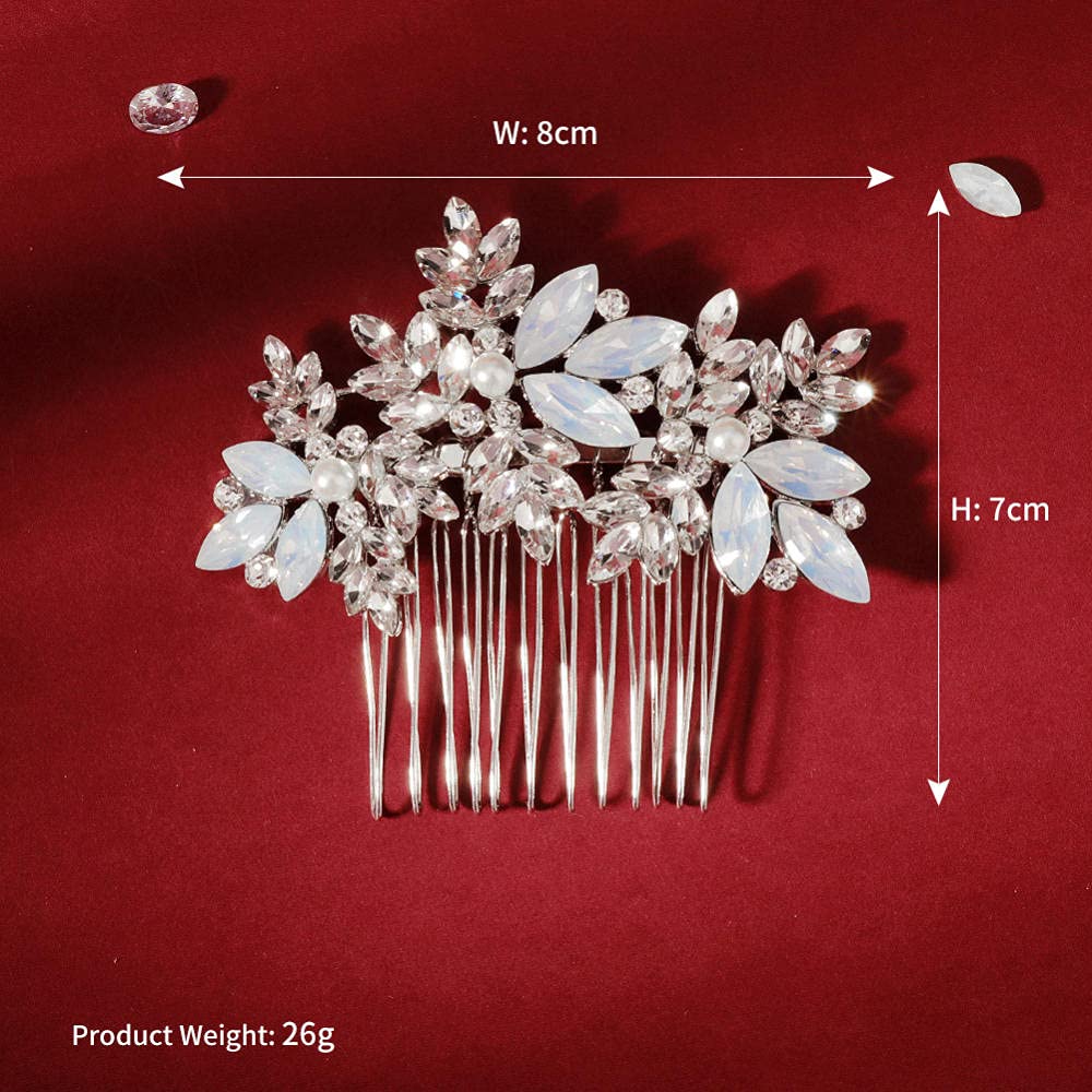 Haarschmuck für die Braut, Vintage-Stil, Legierungseinsatz, Silber, böhmischer, mit Diamanten besetzter Haarkamm, Haarschmuck für Frauen und Mädchen