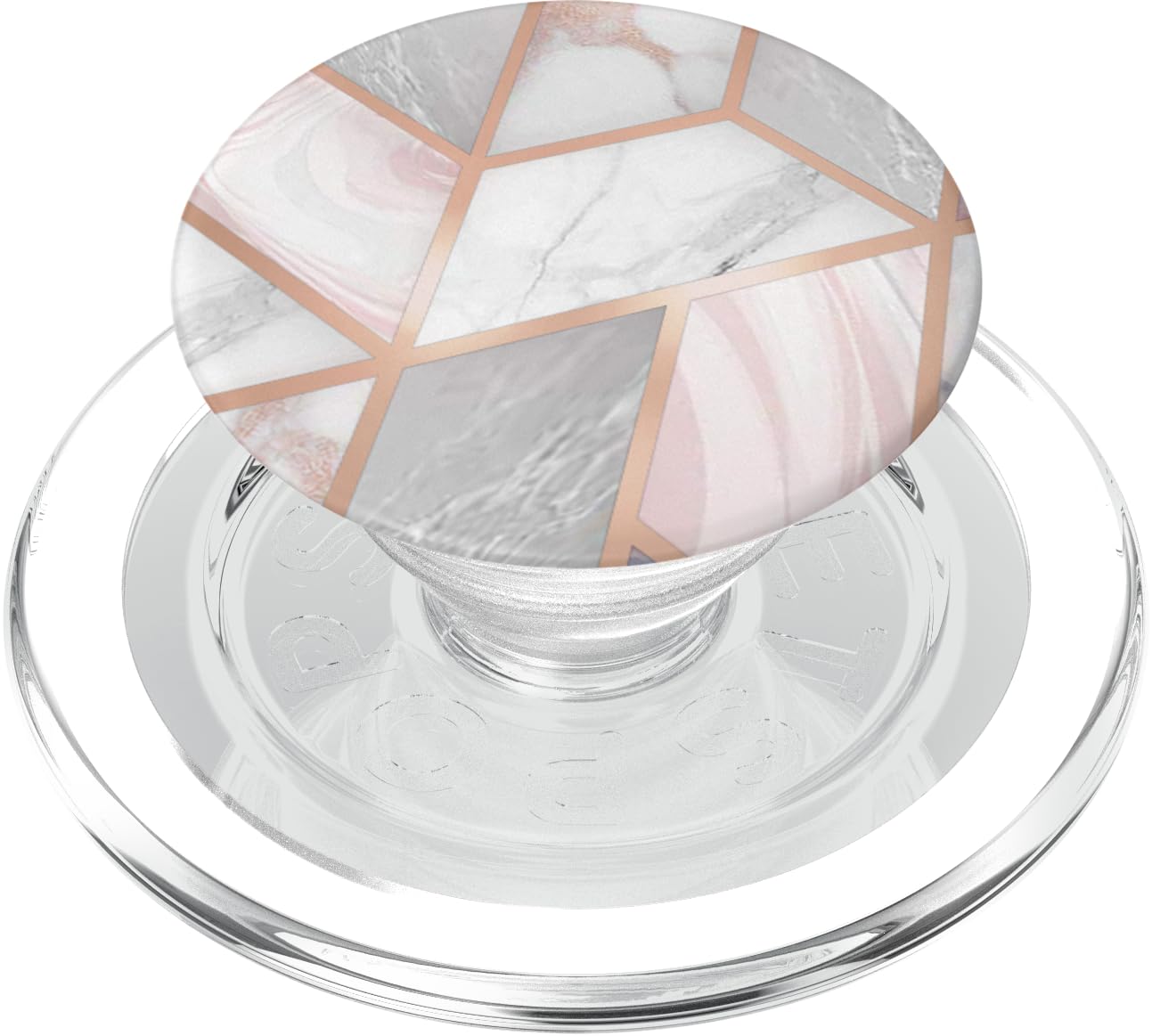 Pink-White-Grey-Marble-Effect - Geometric-Design-for-Girls PopSockets PopGrip for MagSafe