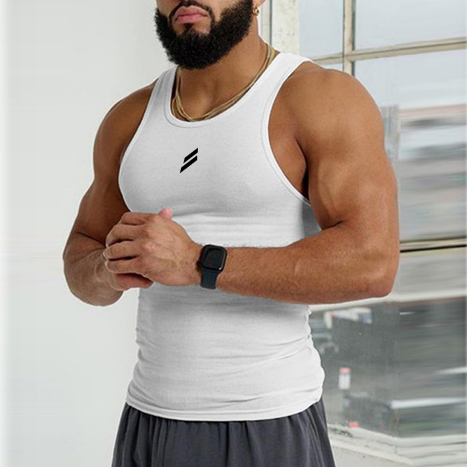 Chalecos casuales sin mangas para hombre, camisetas sin mangas con tiras reflectantes y cuello redondo para fitness al aire libre