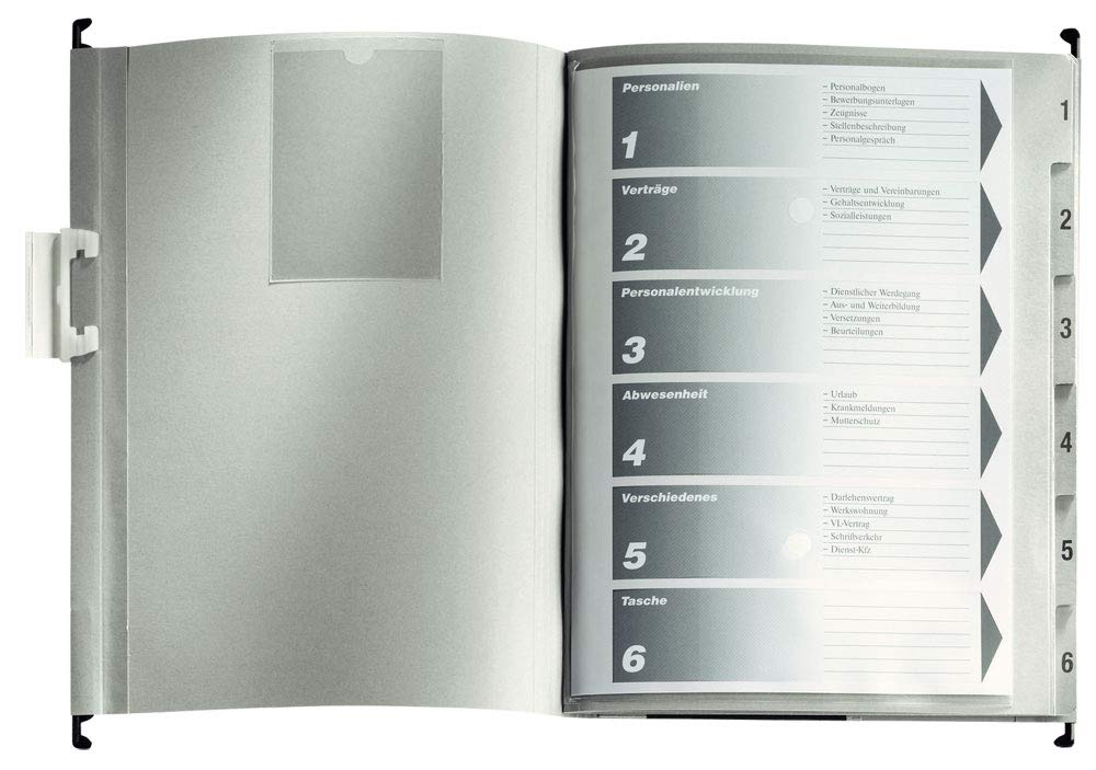 LEITZ Personalakte/Personal-Hängemappe, 6 Fächer, grau 15 Stück