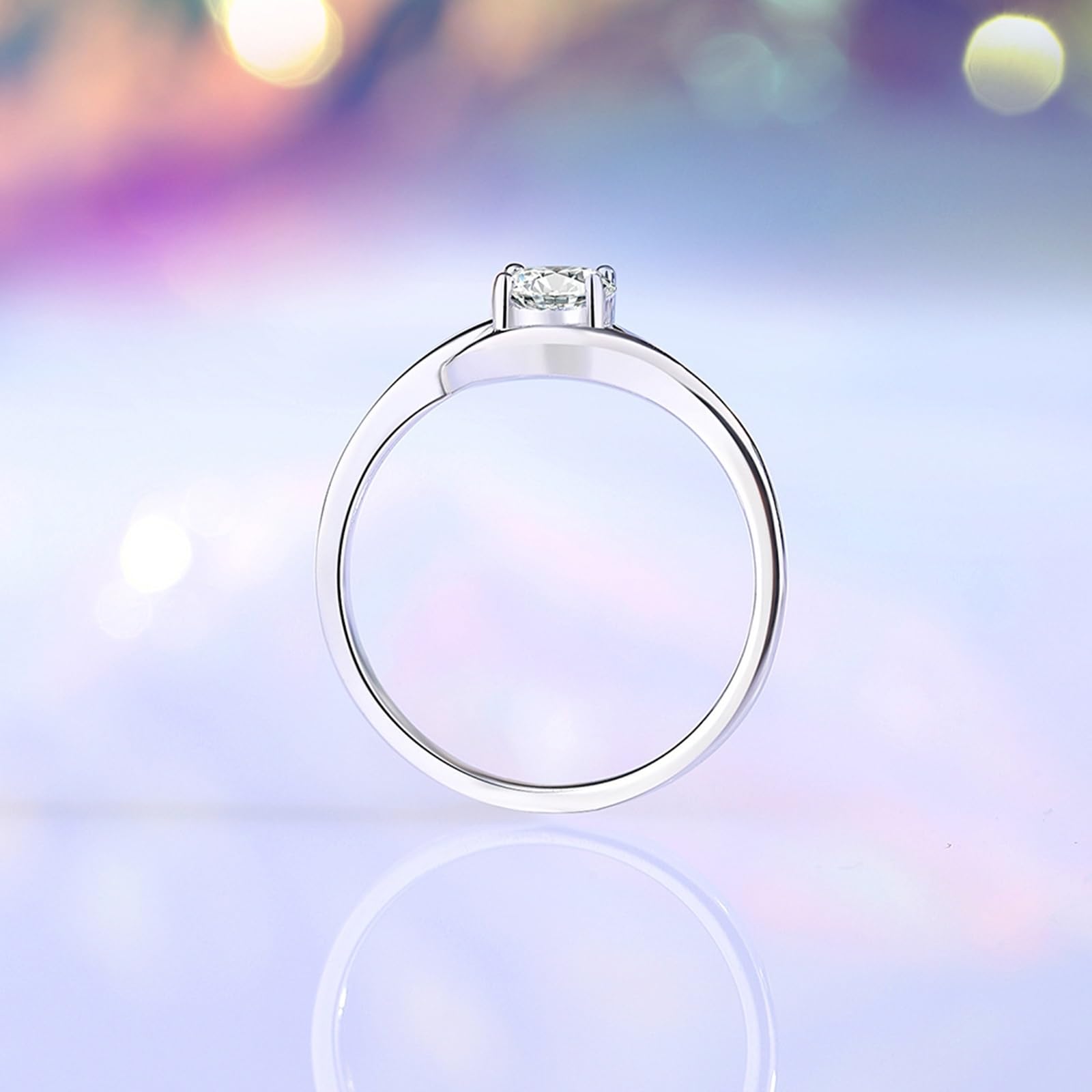 Anillo de compromiso para mujer, oro blanco de 9 K/14 K/18 K, platino 950, 5 x 5 mm, moissanita, blanco, 0,5 ct
