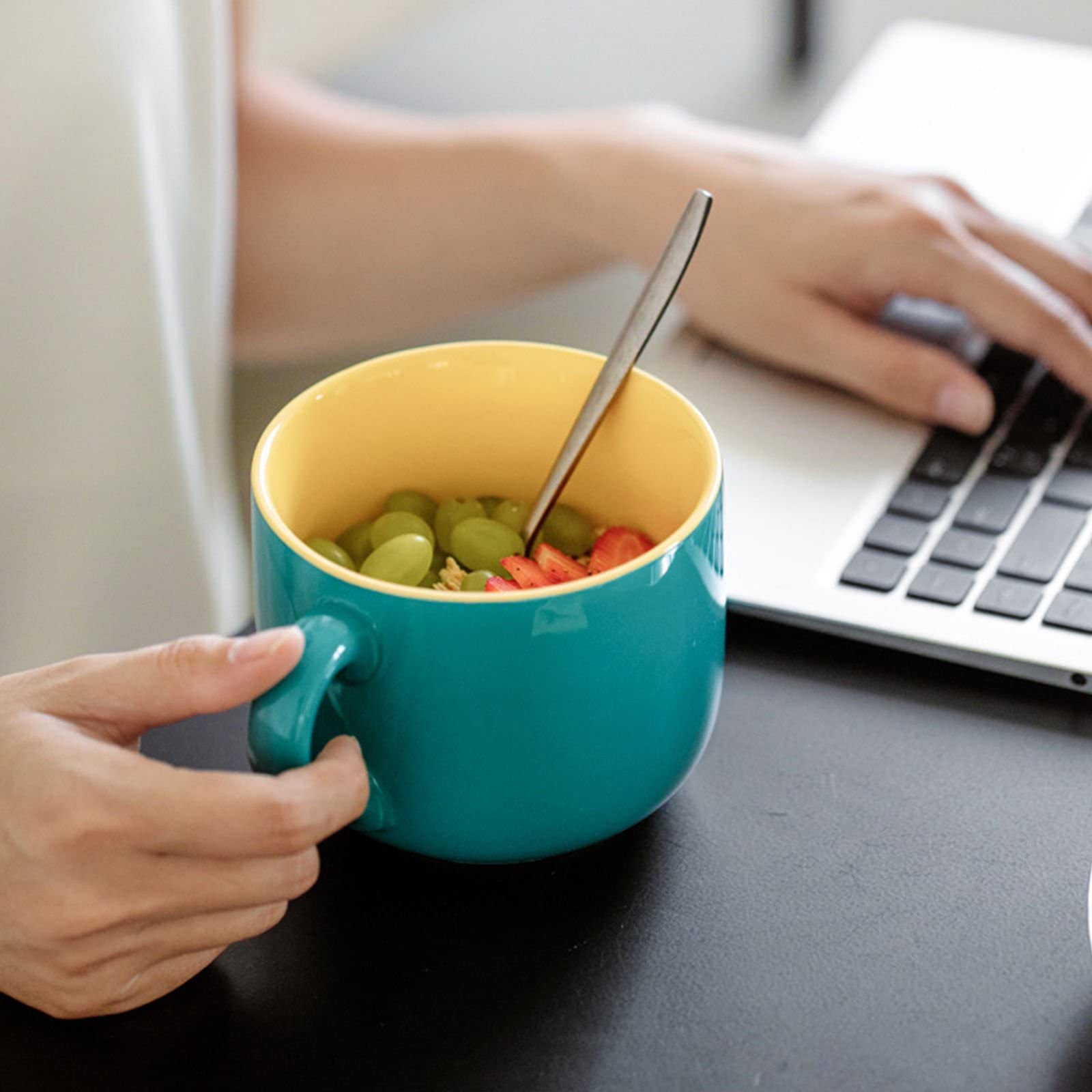 Tazza Grande In Ceramica Da 600ml - Per Caffè, Cereali E Zuppe, Design Moderno, Lavabile In Lavastoviglie - Foto 3