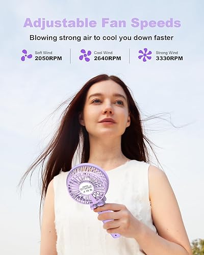 Miniatura 4 de TriPole Mini ventilador plegable portátil de mano, ventilador personal recargable de 3 velocidades, pequeños ventiladores de escritorio USB,