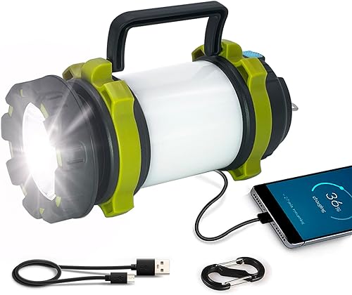 Miniatura 1 de Linterna de campamento, 1 unidad, linterna recargable con 1000 lm, 6 modos, banco de energía de 4000 mAh, linterna LED impermeable para cortes de