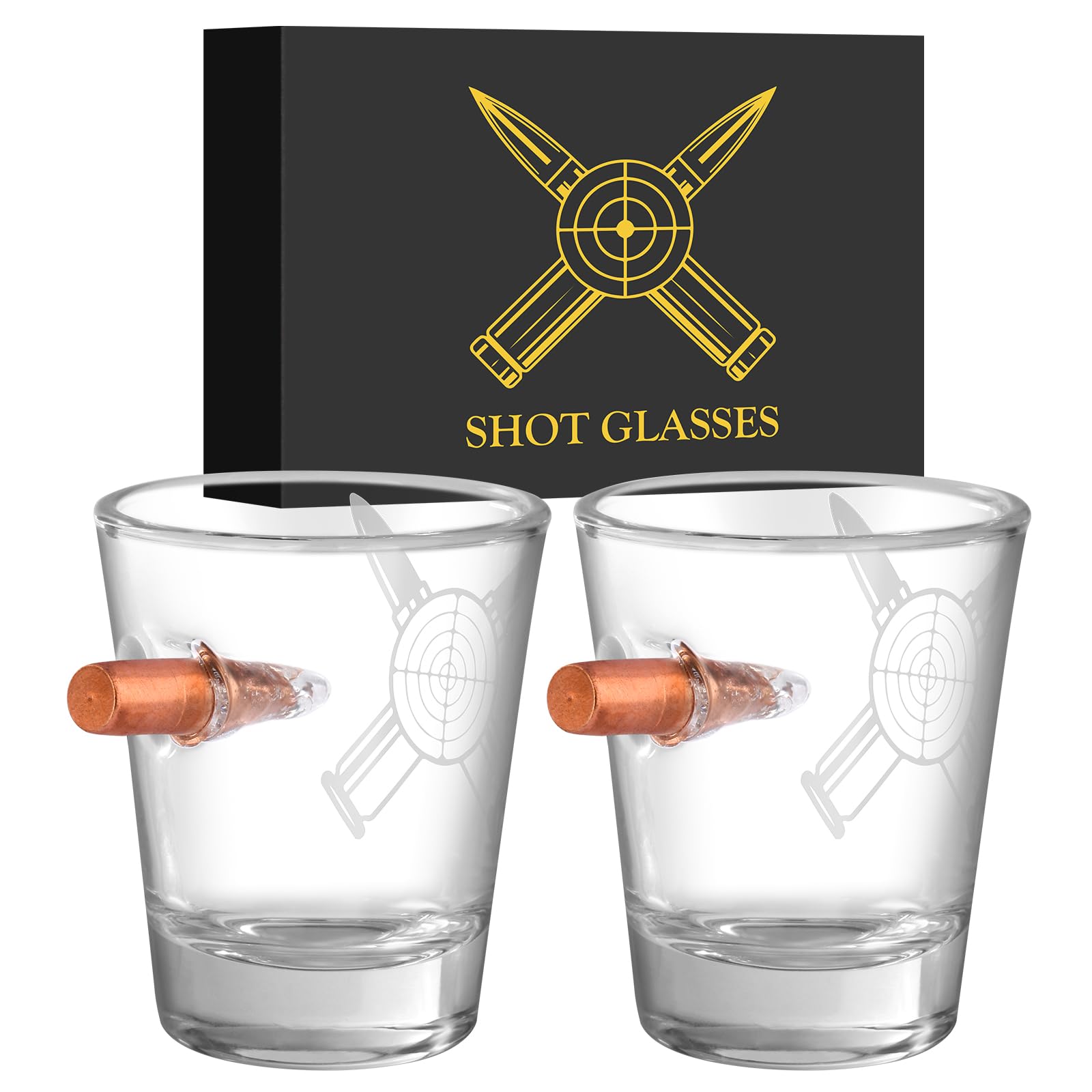 Personalised Glass Shot Glasses, 60ml Heavy Base Shot Glass, Set of 2 with Gift Box, for Alcohol Shots, Vodka, Expresso, Tequila & Dessertsor Durable and Reusable Shot Glasses for Home, Bars & Party
