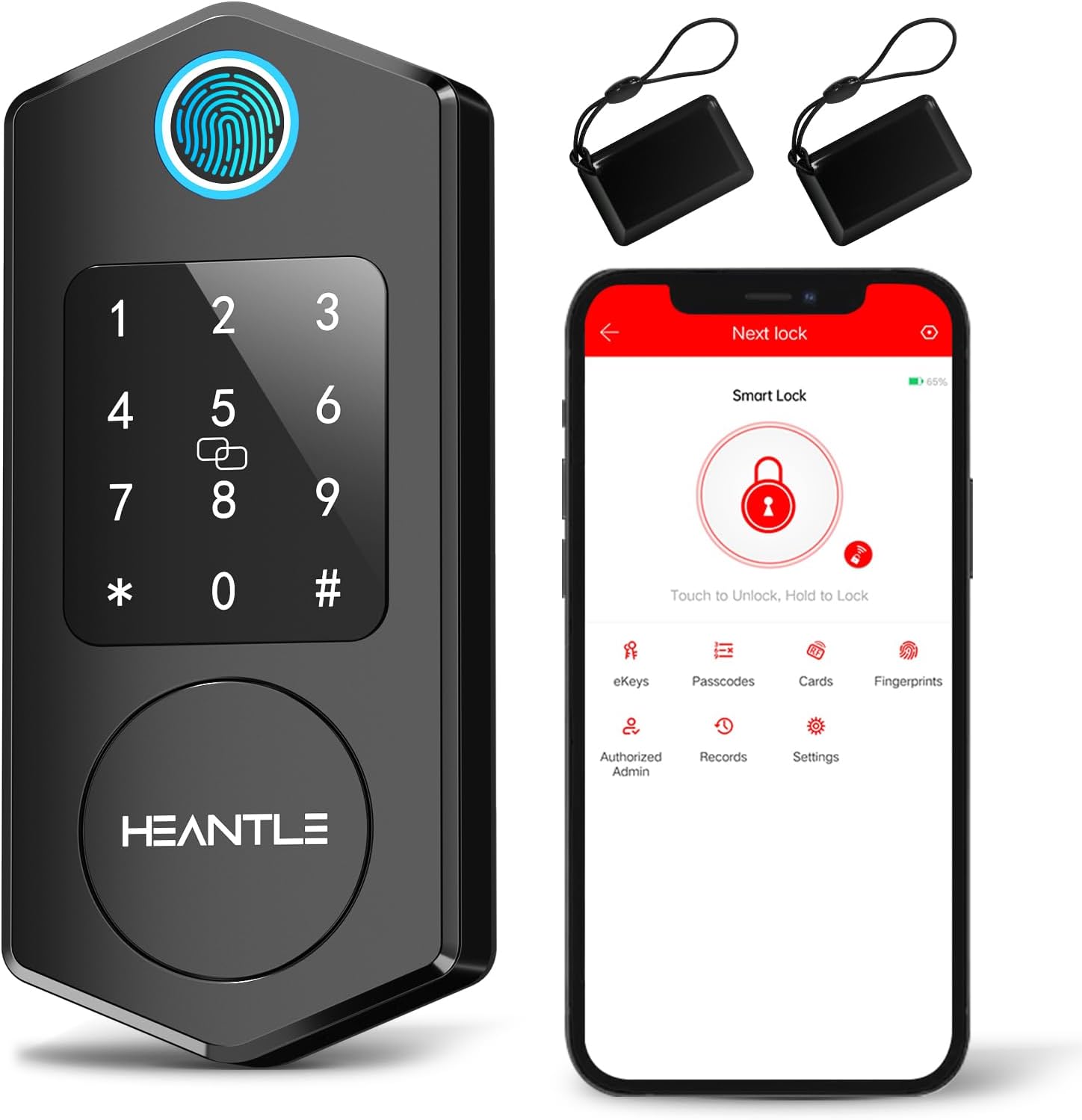 Keyless Entry Door Lock,HEANTLE Fingerprint Smart Deadbolts with Touchscreen Keypad for Front Door,Electronic Bluetooth Deadbolt with App Control,Auto Lock Keyless Entry Door Lock,HEANTLE Fingerprint Smart Deadbolts with Touchscreen Keypad for Front Door,Electronic Bluetooth Deadbolt with App Control,Auto Lock