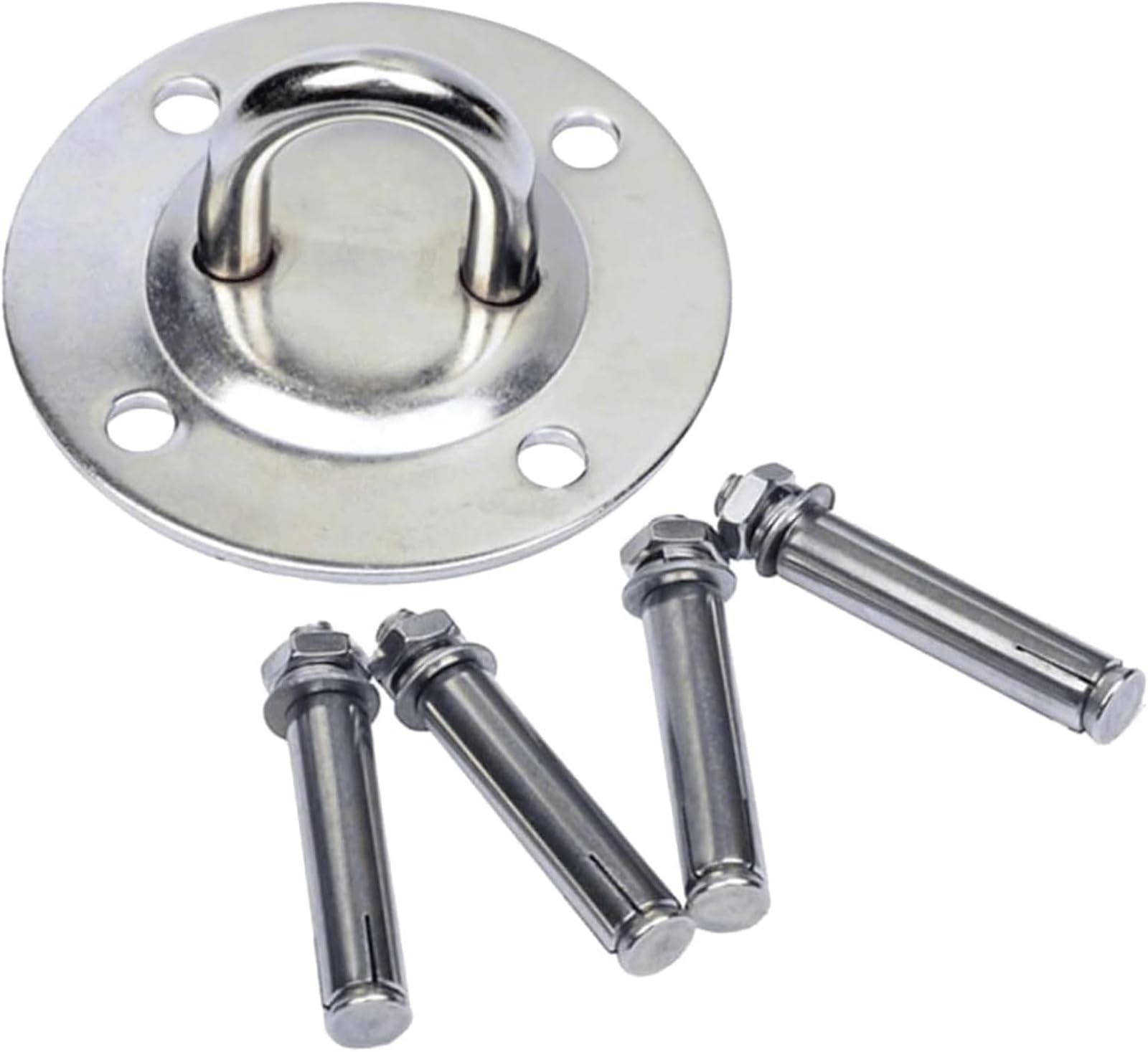 Rocking Chair Hooks, 1set Stainless Steel Swing Hook Accessory with 4 Expansion Bolt for Porch Patio Playground Silver 90 mm