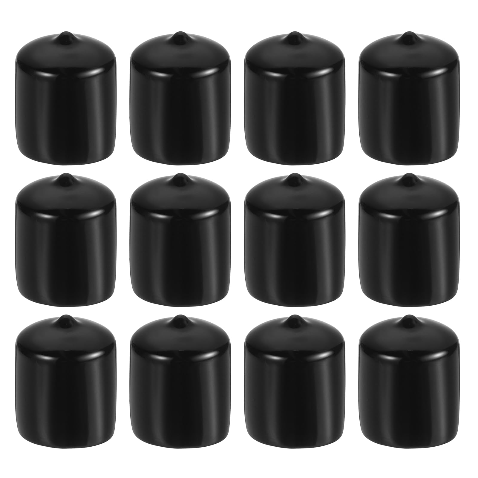 PATIKIL 1 1/16" ID Round Rubber End Caps, 12 Pcs PVC Rubber Bolt Covers, Black