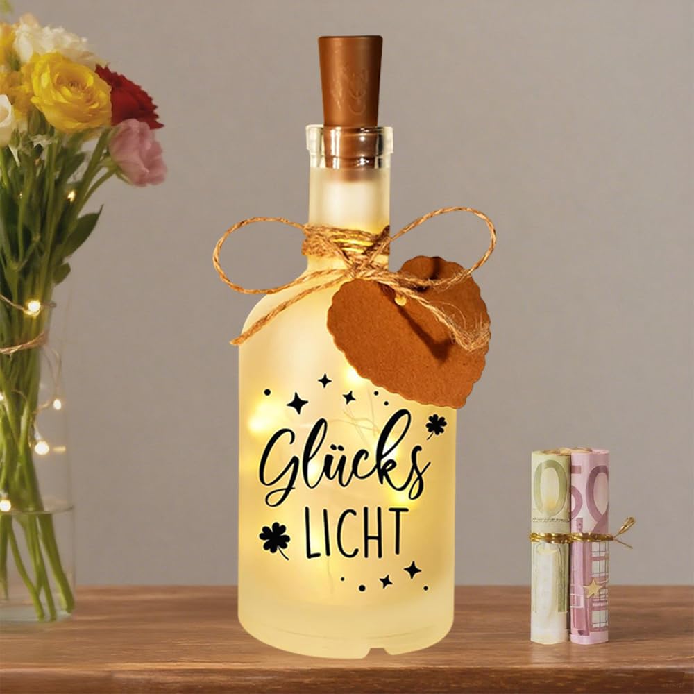 HuaMuDM LED Flaschenlicht Glückslicht,Glückslicht,LED Flaschenlicht Geldgeschenke Geburtstag,Beleuchtete Dekoflasche mit Korken,Leuchtflasche Coole Geschenkideen,Karneval,Party,Weihnachten
