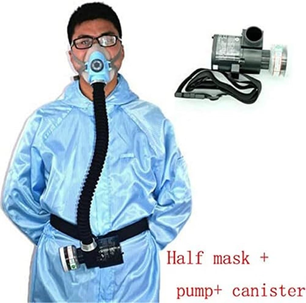 Sistema respirador de cara completa alimentado por aire eléctrico de flujo constante con sello facial de silicona ajustable para pintura en aerosol, soldadura y uso en laboratorio