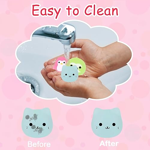 Vista 9 de Outee 16 piezas de juguetes Mochi Mini Mochi animales juguetes que brillan en la oscuridad, juguetes para aliviar el estrés, juguetes a granel, gato