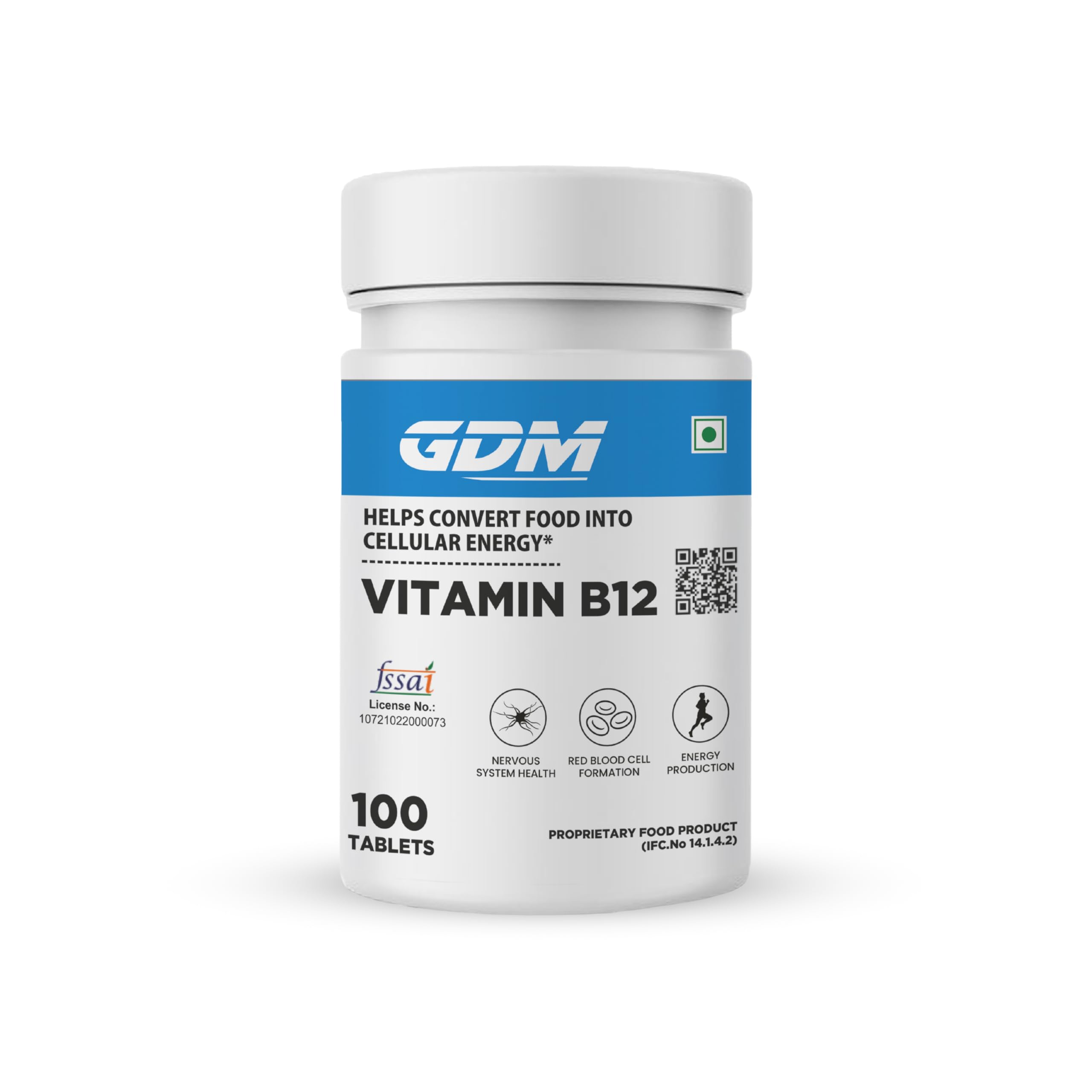 GDM Vitamin B12 Supplement - Boost Energy Level | Good For Digestion & Health | For both men & women - 100 Veg Tablets