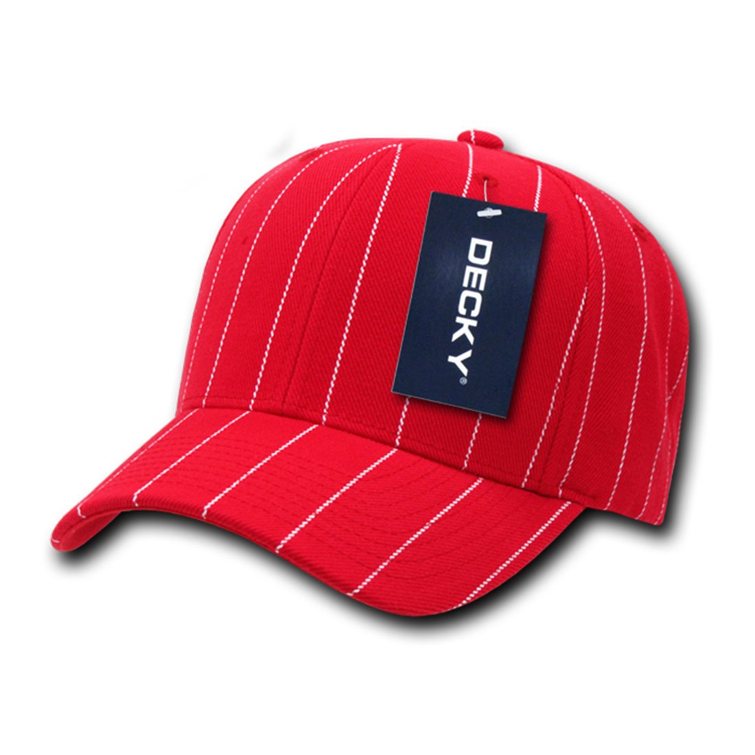 DECKYINC Pin Striped Adjustable Baseball Caps 208, Red, One size