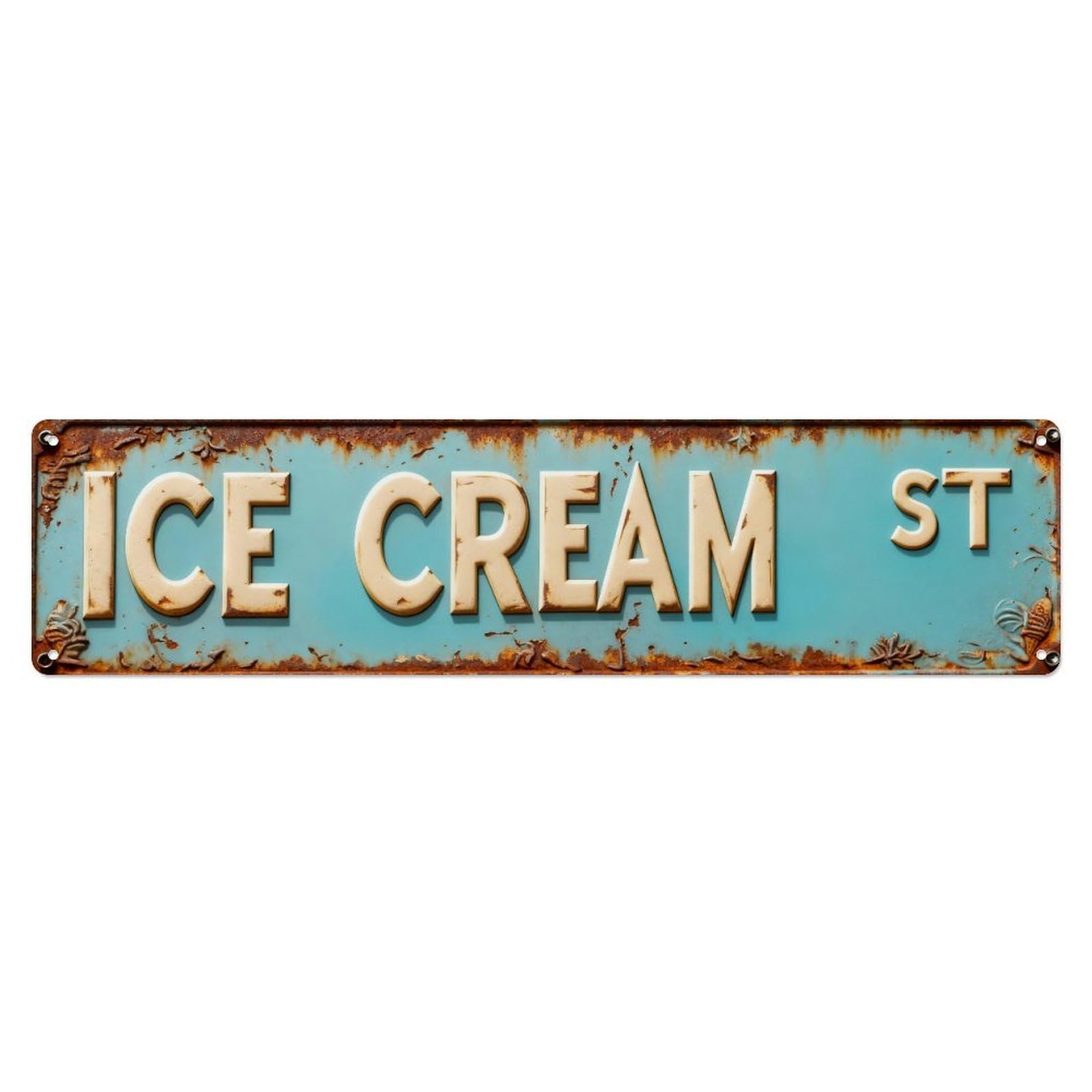 Ice Cream Street Sign Pattern Metal Tin Sign Plaque