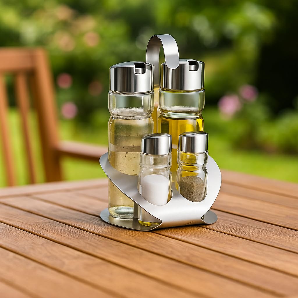 Macinasale E Pepe 2 In 1 Giardino Mile In Acciaio Inox - Macinino Doppio Con Corpo Cromato E Camere In Acrilico