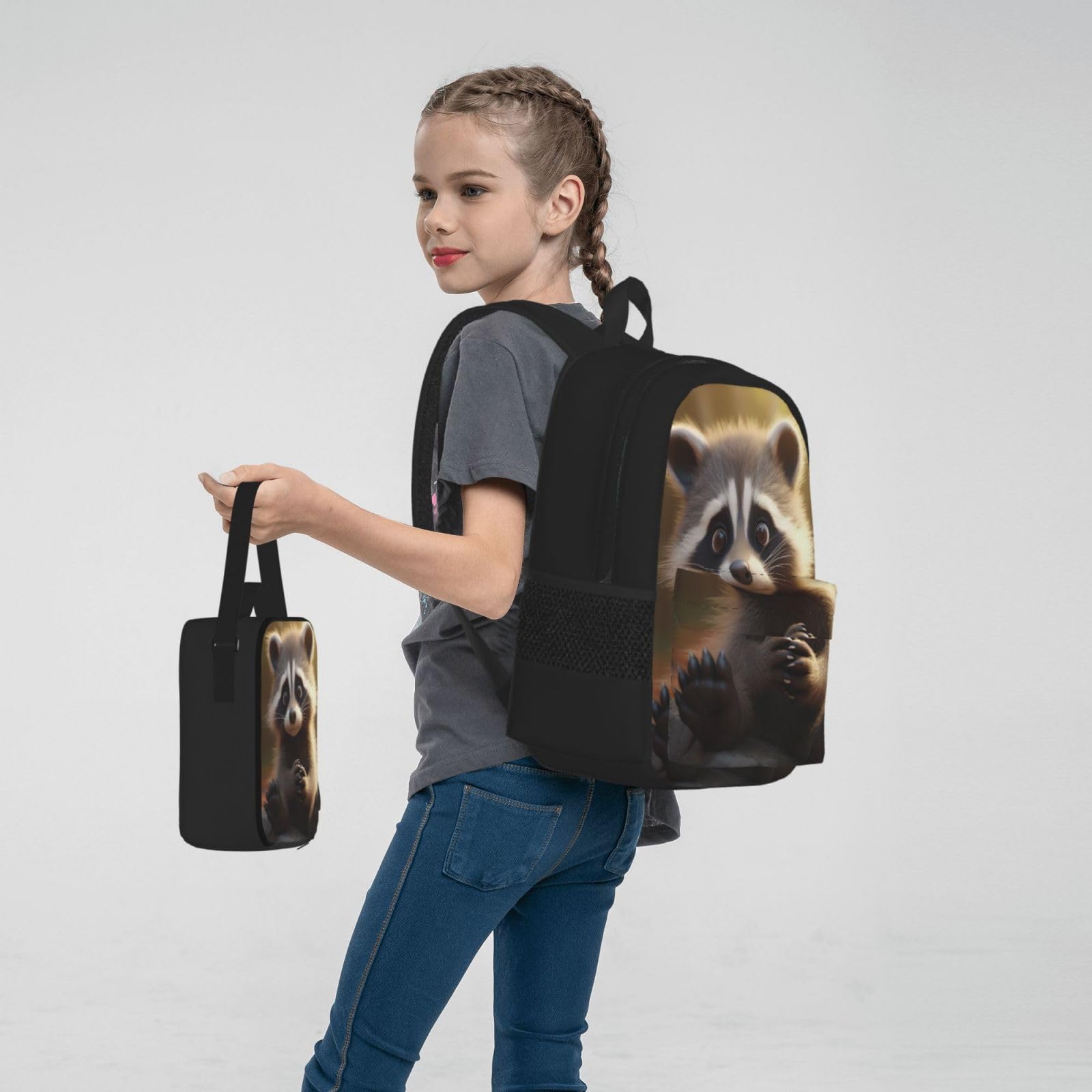 Zaino, borsa portapranzo, astuccio, set da 3 pezzi, per lavoro e