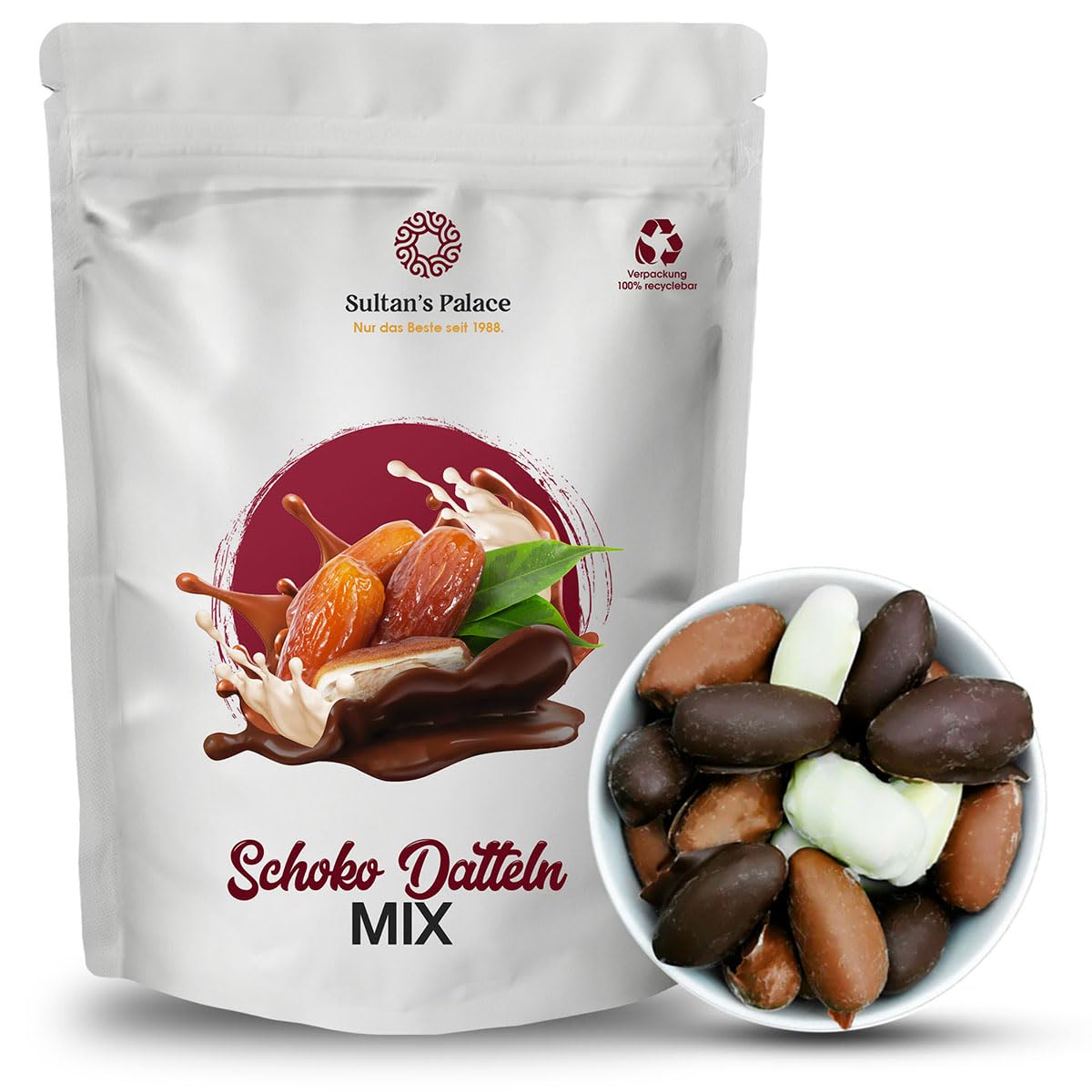Sultan’s Palace Datteln in edler Schokolade – 1000g – Fruchtig & knackig – Versand mit Kühlpads - Schokoladenfrüchte – Geschenkidee