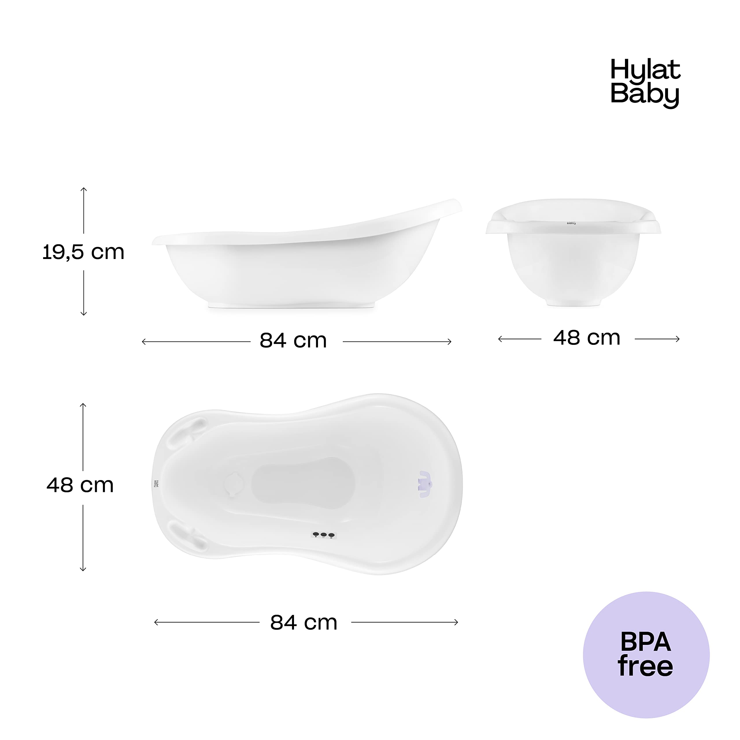 Hylat Baby Juego de baño para bebé con marco - para recién nacidos y bebés - estable y cómodo, Color: Blanco, Motivo:Yeti