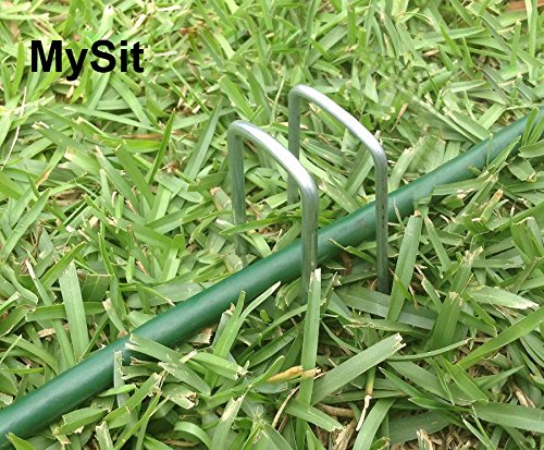 Mysit 6" Galvanized Landscape Staples Garden Stakes Pins 100 Pack, Heavy-Duty 11 Gauge Garden Staples Anti-Rust Fence Stakes For Anchoring Weed Barrier Fabric Irrigation Tubing Soaker Hose #TOP5