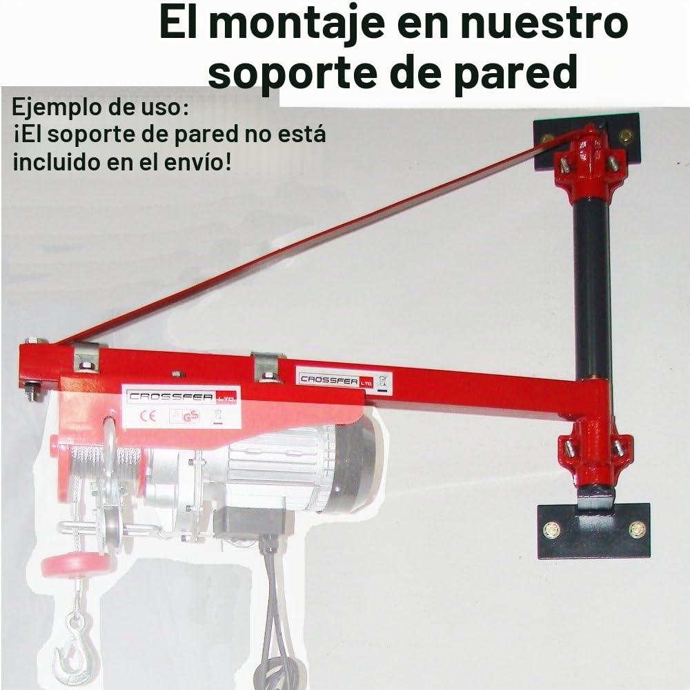 Brazo giratorio 600 kg 75 cm 250 kg 110 cm para cabrestante polipasto elevador fijación cuadrada andamios