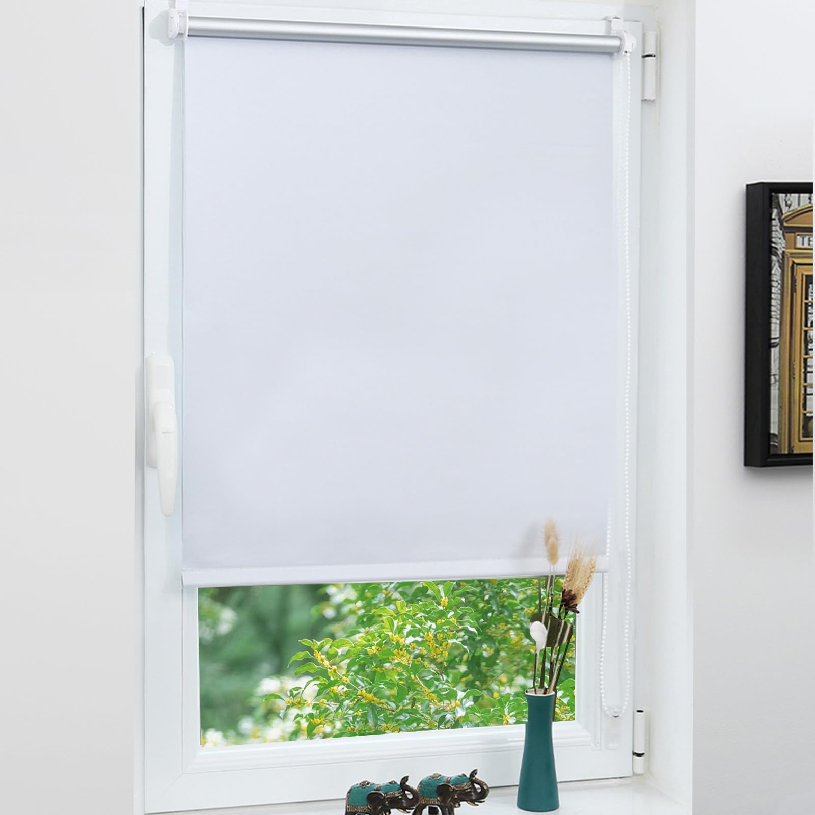 Grandekor Verdunklungsrollo ohne Bohren,Klemmrollo Thermorollo mit Hitzeschutz, Rollos für Fenster Montage mit oder ohne Bohren