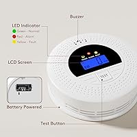 Vista 7 de WiFi Smoke and CO Detector 3-Pack Smart APP Alert & Real-Time LCD Display 85dB Loud Alarm, Phone Notifications, Easy Install, Battery Powered for