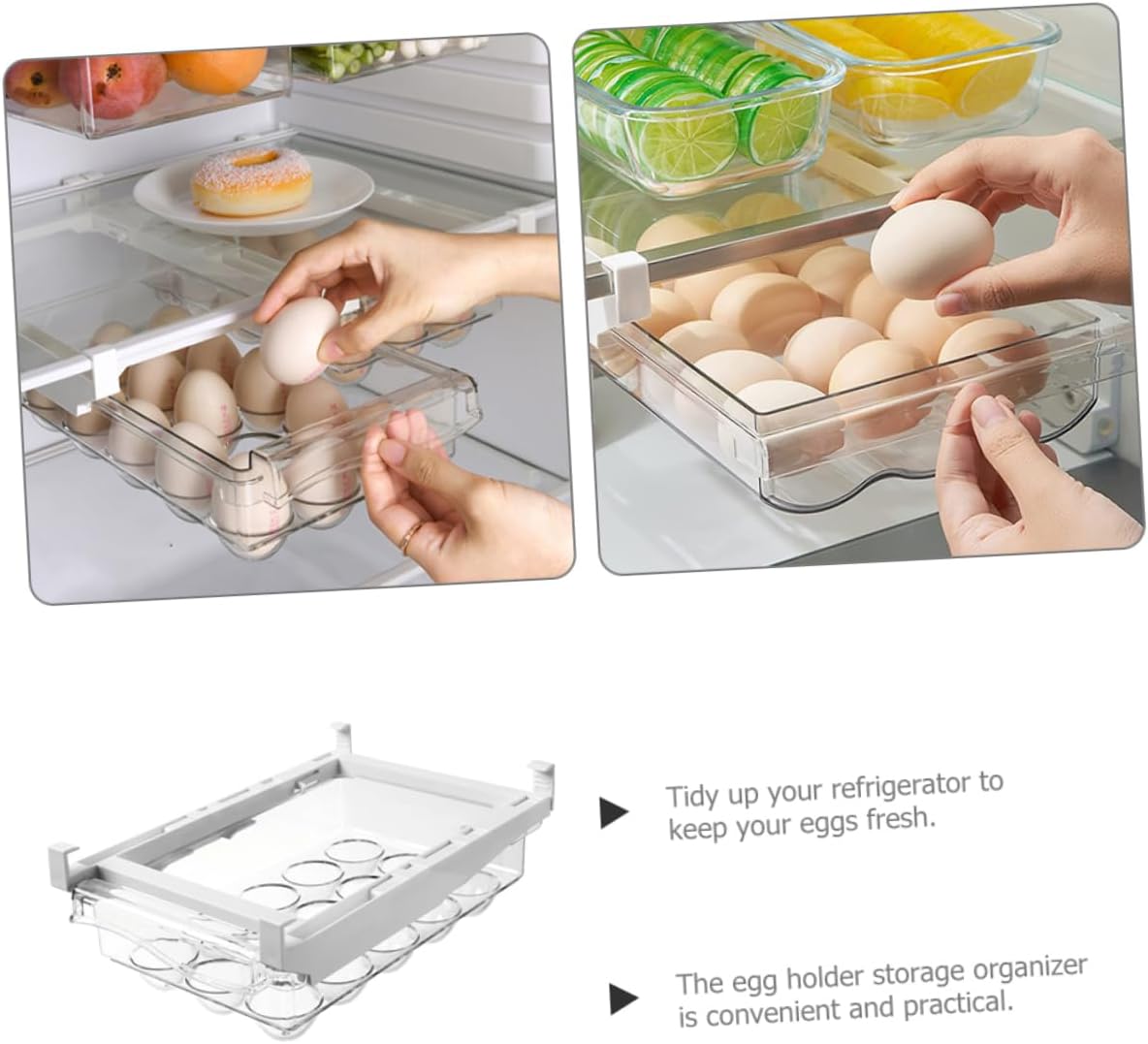 Egg Holder for Refrigerator Capacity Egg Organizer Container for Fridge and Stable Design for Kitchen Storage