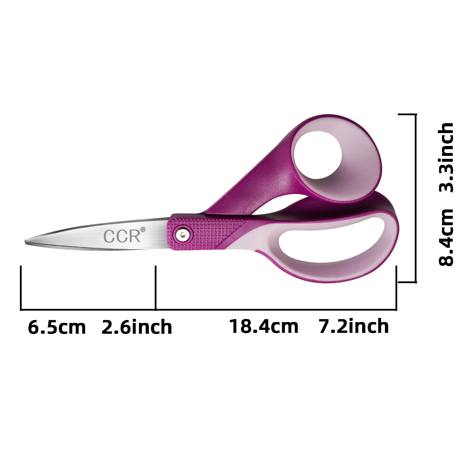 CCR Forbici Mancini,18.5cm Forbici Artigianali per Mancini,Impugnatura Confortevole per Scuola,Casa e Ufficio,Confezione,3Pezzi