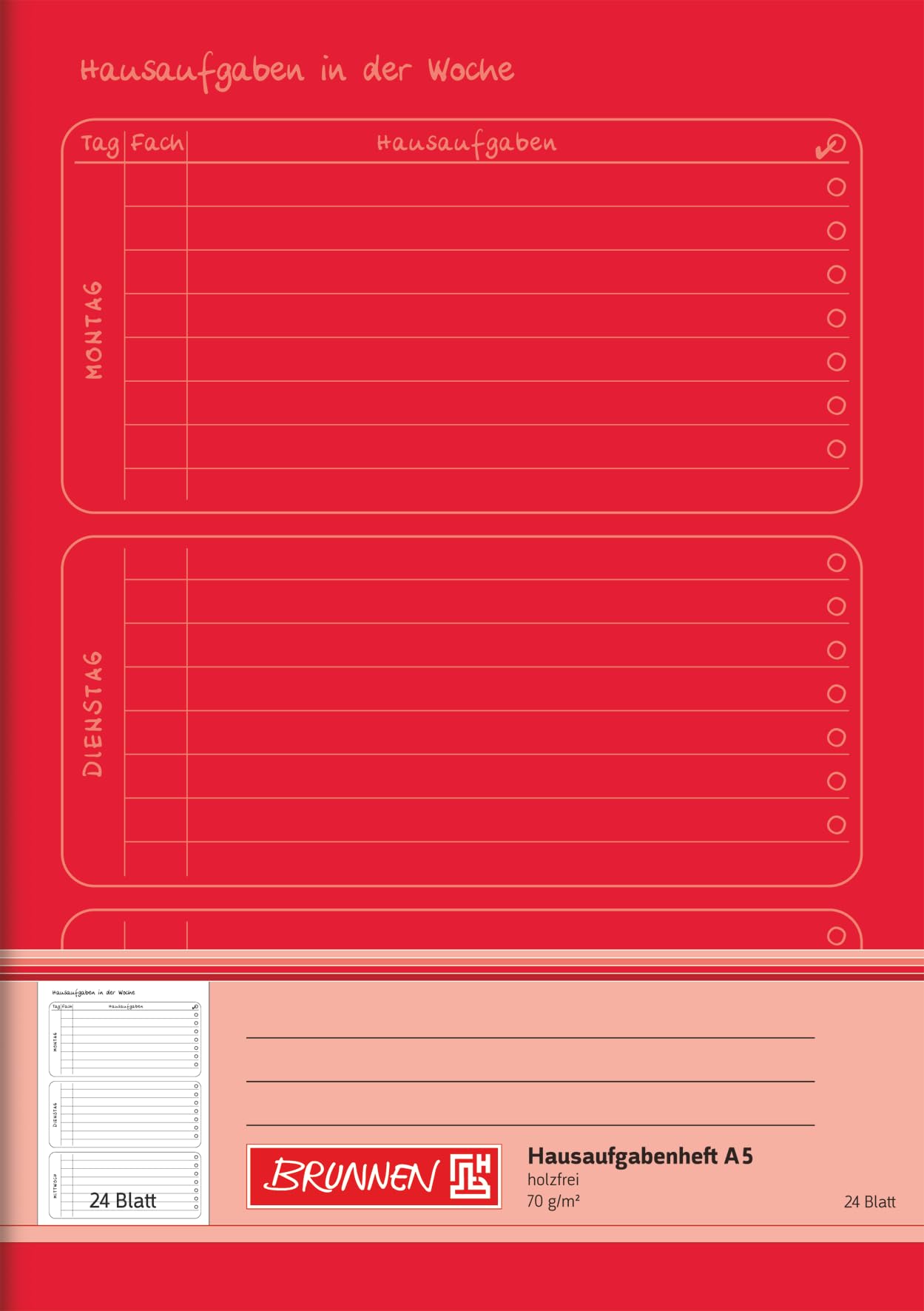 Brunnen A5 Aufgabenheft / 24 Sheets & Office Supplies Stationery