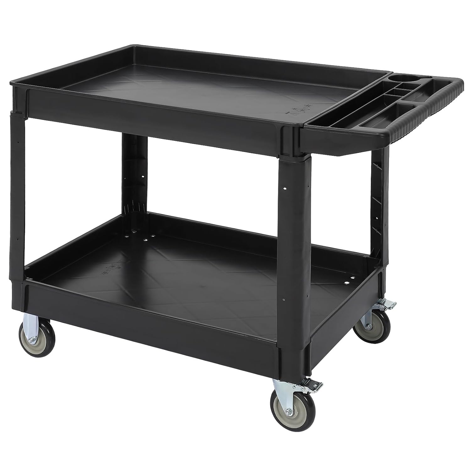 Large Utility Cart Heavy Duty Cart Holds up to 500 lbs 2Shelf Rolling Cart