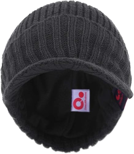 Miniatura 3 de JaneyRubbins - Gorro de punto con visera para hombre con forro polar