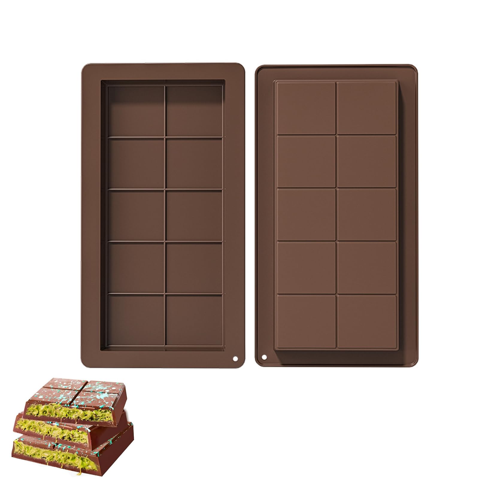 OYUUJII Schokoladenform Silikon Tief,2 Stück Schokoladentafel Form Silikonform Silikon Schokolade Form Schokoladentafel Tiefe Schokoladenriegelform für Schokolade Praline Süßigkeiten
