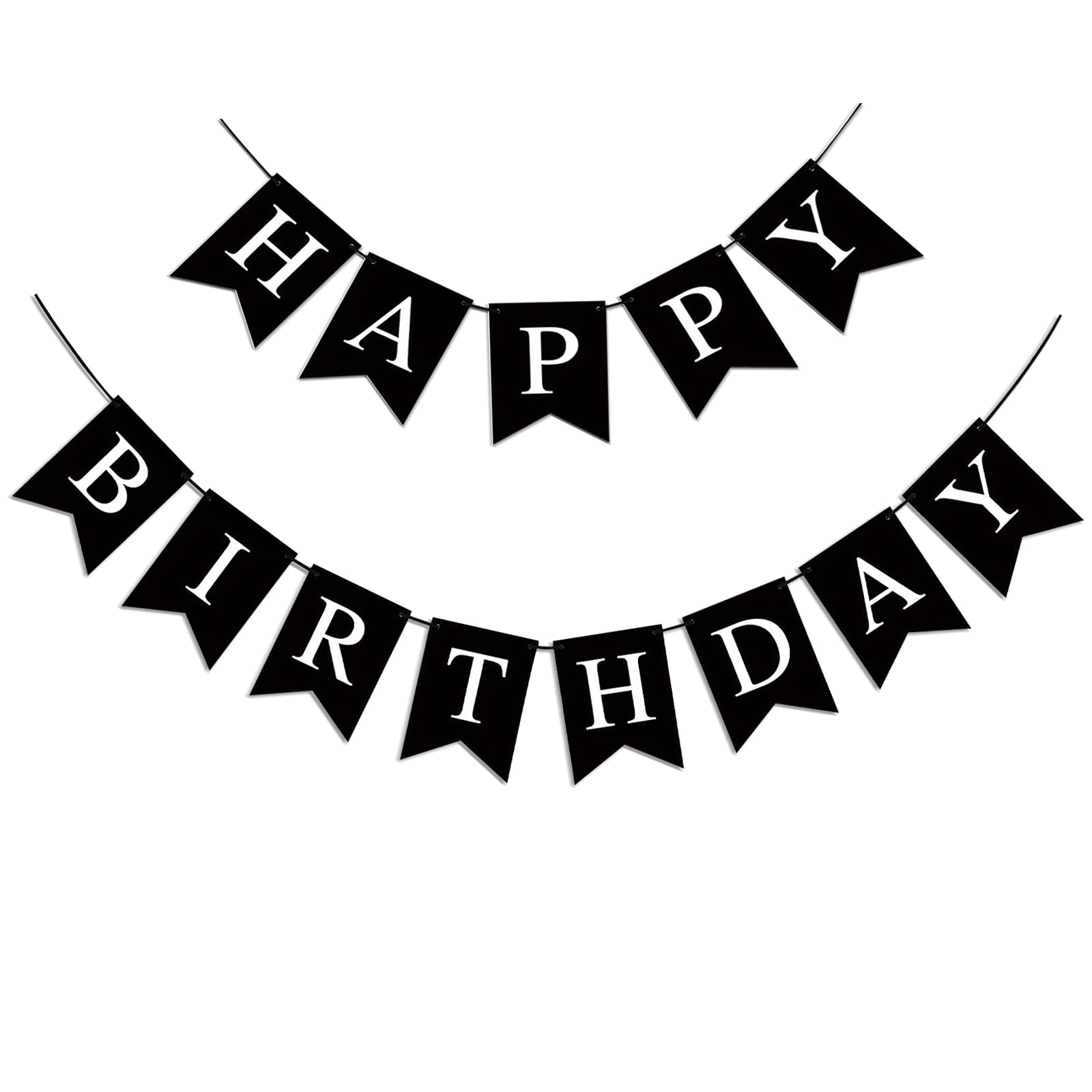 Happy Birthday Banner, Black Happy Birthday Decorations Birthday Sign for Birthday Party Backdrop Decor, Black Happy Birthday Sign Party Hanging Supplies for Girls Boys and Women