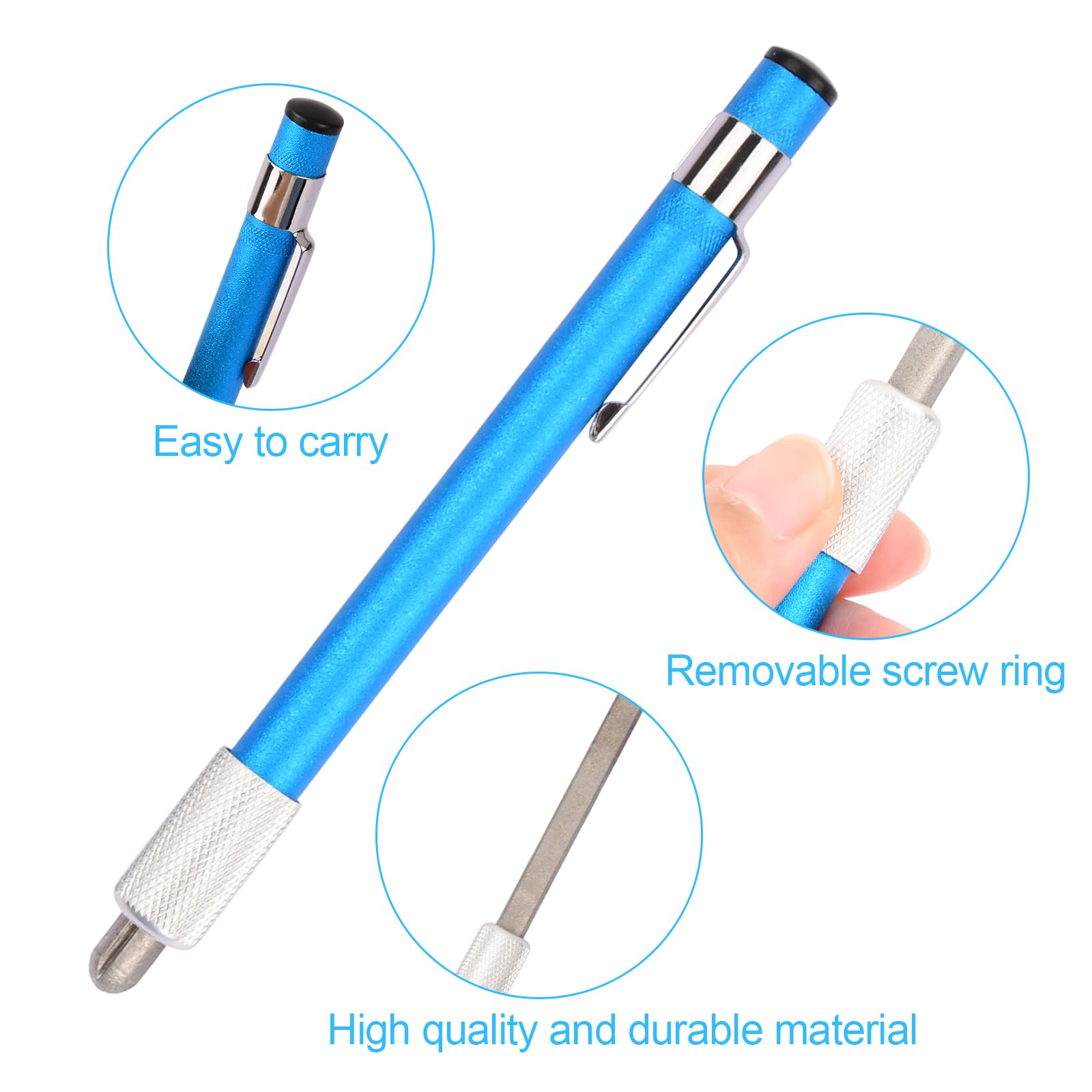 Nivofu Pierres à Aiguiser Diamant Portable - Aiguisoir Couteau Rétractable Multifonction Stylo Poche