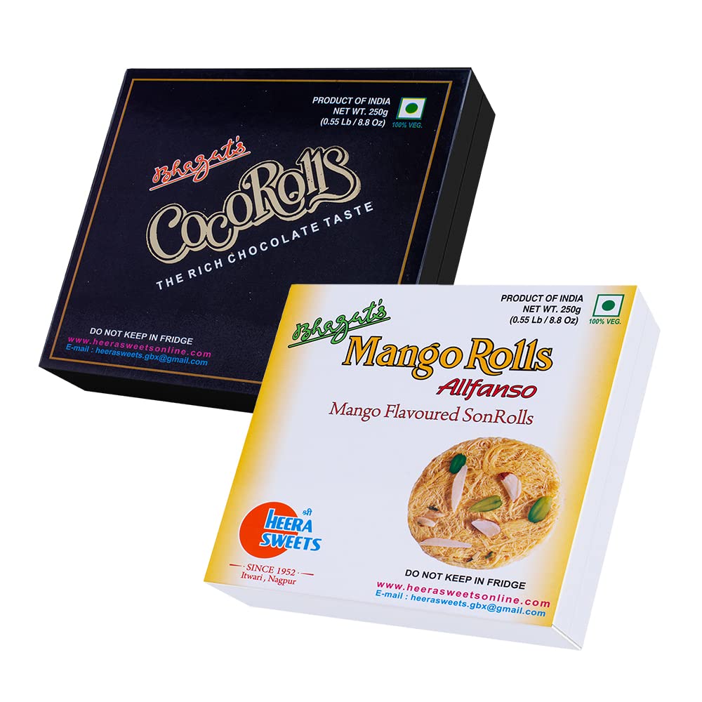 Bhagats Heera Sweets SonRoll Shree Heera Sweets - SonRoll Combo | Chocolate & Mango Flavoured SonRoll (250Gms Each) Preservatives Free Soft Flaky Sweets Mithai Box (B09X358MJM) Amazon Price History, Amazon Price Tracker