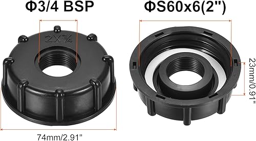 Miniatura 2 de PATIKIL IBC - Adaptador de bolsa de 2.362 in, rosca gruesa, salida de 34 pulgadas, conector de tapón de drenaje de 275-330 galones para tanque de